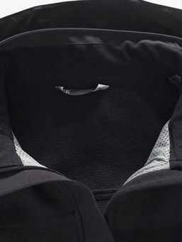 Ветровка женская софтшелл виндстоппер с капюшоном спортивная черного цвета 9616_1Ch