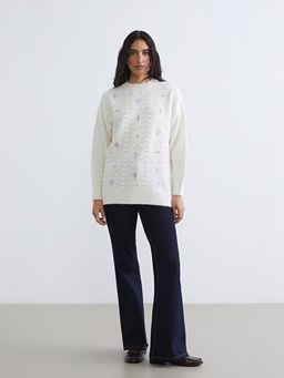 Bisiklet Yaka Nak??l? Kad?n Triko Kazak