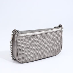 Сумка-багет на молнии, длинный ремень, цвет серебристый - Simaland фото 4