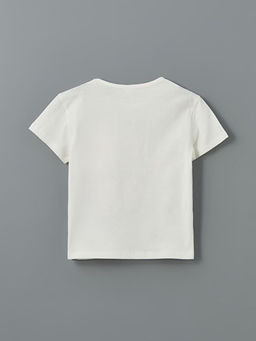 Bisiklet Yaka Bask?l? K?z ?ocuk Ti??rt