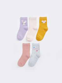 Bask?l? K?z Bebek Soket ?orap 5li