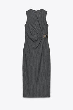 STRIPED MIDI DRESS WITH BUCKLE - Zara фото 5