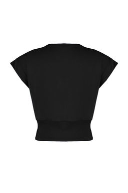 Trendyolmilla Ekru Fitted/Vucuda Oturan Bisiklet Yaka Dusuk Kol Ince Orme Bluz TWOSS22BZ0798  фото 22