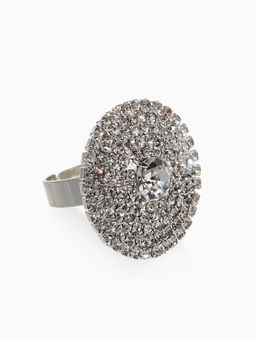 Кольцо «Лёд» круг, цвет белый в серебре, безразмерное