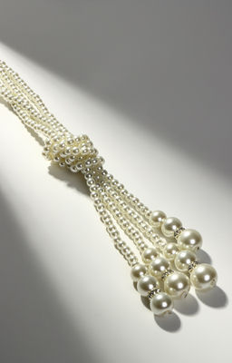 Бусы Узел 2 нити, бусины №6-14, цвет молочный, 80 см