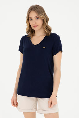 Женская темно-синяя базовая футболка