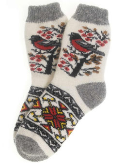 Носки женские "Снегирь с узором" 7637-1