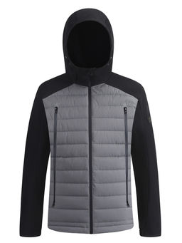 Куртка мужская гибридная стёганая с капюшоном с графеновой подкладкой серого цвета 9627_1Sr