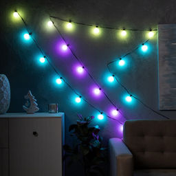 Умная гирлянда Нить 6 м с насадками Шарики, IP20, тёмная нить, 20 LED, свечение RGB, USB - Luazon lighting фото 4