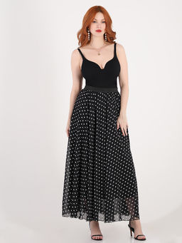 Юбка в горошек длинная на резинке - Almond фото 3