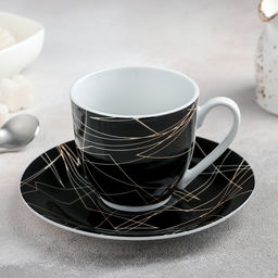 Чайная пара керамическая Доляна Кассиопея, 2 предмета: чашка 200 мл, блюдце d=14,5 см