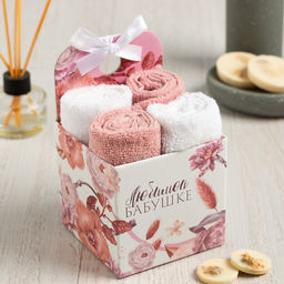 Салфетки махровые декоративные Этель. Бабушке, 4 ш., 30?30 см, хлопок 100%, розовые/белые