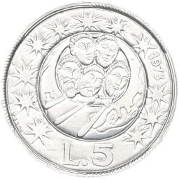 Монета 5 лир 1973 года Сан-Марино