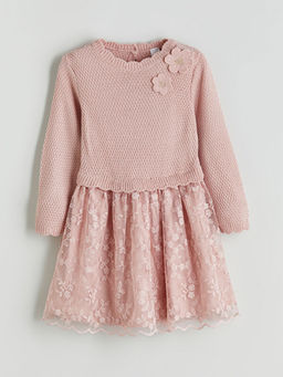 ?i?ek Aplikeli K?z ?ocuk T?ll? Elbise