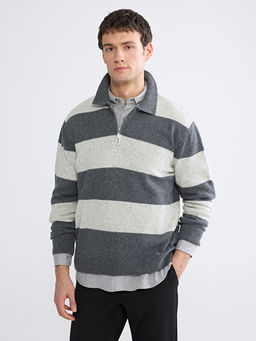 Polo Yaka Y?n Kar???ml? Erkek Triko Kazak