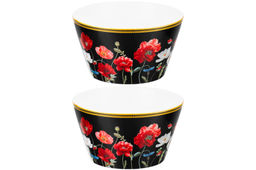 Набор 2 салатников 600 мл 13*13*7,5 см Маки на черном NEW BONE CHINA - Elan gallery фото 5