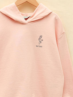 Kap??onlu Bask?l? Uzun Kollu K?z ?ocuk Sweatshirt - Waikiki фото 3