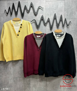 Свитер имитация двойки, плотный вязаный трикотаж.