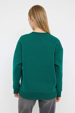 Teen Ekru Kal?n Ici Polarl? Biber Bask?l? Oversize Orme Sweatshirt TWOAW26SW00123 - Trendyolmilla фото 12