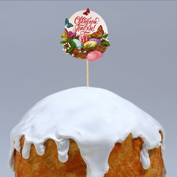 Цена за 2 шт. Топпер для украшения кулича Светлой Пасхи!, 5.5?5.5 см