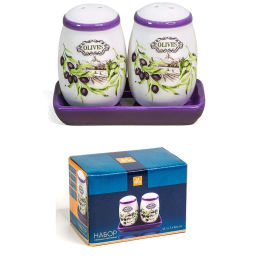 Набор солонка и перечница ОЛИВКИ с подставкой арт.MFK21034 /МФК/  фото 2