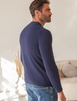 Джемпер-поло Vilatte из хлопка с нейлоном темно-синий  фото 4