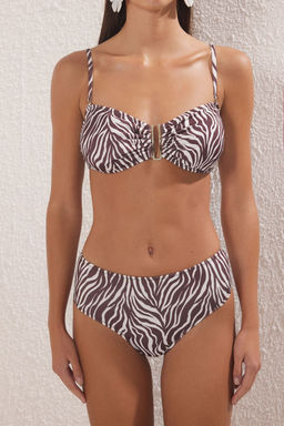 Trendyolmilla Zebra Desenli Straplez Yuksek Bel Bikini Tak?m? TBESS25BT00193  фото 3