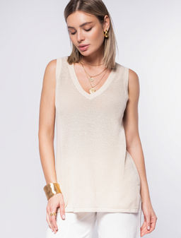 VILATTE / Летний топ полупрозрачной вязки из хлопка  фото 2