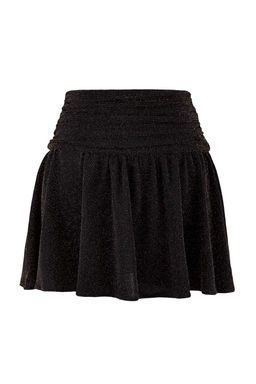 Alt?n K?sa/Super Mini Simli Orme Sort Astarl? Party Etek TPRSS26ET00002