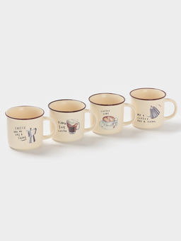 Набор кружек Доляна Время кофе, 4 шт., 420 мл, фарфор, молочный