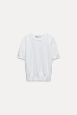 BASIC PLAIN KNIT TOP WITH SHORT SLEEVES - Zara фото 18