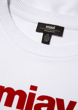 Miav Bask?l? Beyaz Sweatshirt - Mavi фото 5