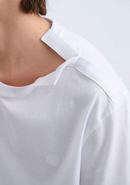 Muhur Logo Nak?sl? Beyaz Erkek Tisort - Mavi фото 5