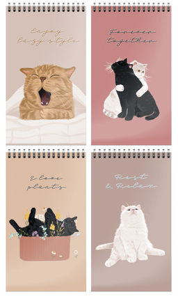 Цена за 10 шт. Блокнот А7 40 л. клетка Schoolformat ДОМАШНИЕ КОТЫ на гребне, мелованный картон, сплошной ...