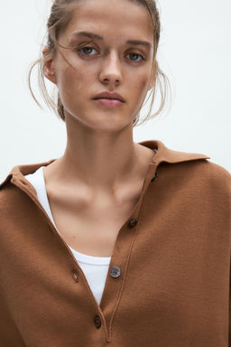 OVERSIZED PLAIN KNIT POLO SHIRT - Zara фото 3