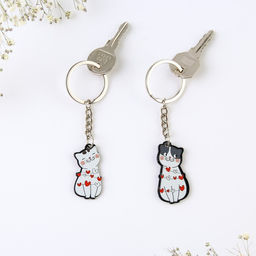 Цена за 2 шт. Брелок для ключей парный «ЗаМУРчательная любовь», акриловый, 13.3×8