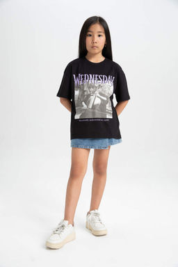 Футболка с короткими рукавами для девочек Wednesday Relax Fit - Defacto фото 2