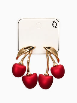 Серьги жемчуг "Вишня", цвет красный в золоте