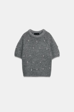 KNIT SWEATER WITH JEWEL BEADS - Zara фото 5