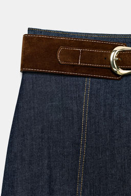 Z1975 MIDI DENIM WRAP SKIRT WITH BELT - Zara фото 8