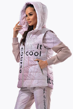 Уникальный стеганный жилет на синтепоне с принтом дизайнерской работы - А+б коллекция фото 21