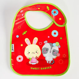 Нагрудник для кормления Крошка Я «Candy Bar» непромокаемый на липучке, с карманом