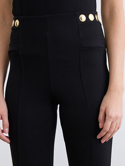 Ekstra Dar Fit Metal Aplikeli Kad?n Pantolon