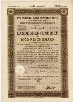 Облигация 4,5% 1000 рейхсмарок 1940 года Германия