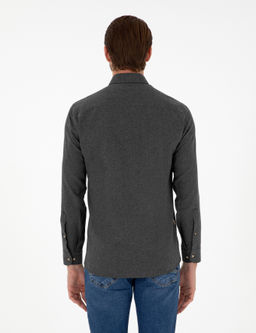 Antrasit Slim Fit Uzun Kollu G_mlek