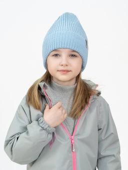 Шапка вязаная голубая Ш-113 (52-54)