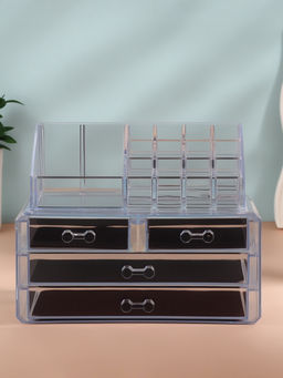 Бокс для хранения косметики, 20 секций, 23.5×14.5×19 см, 4 выдвижных ящика, прозрачный