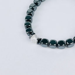 Браслет из Гематита и Горного Хрусталя 17 см