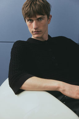 Regular Fit Waffle-knit polo shirt - H&m фото 4