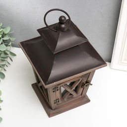 Деревянный подсвечник-фонарь на 1 свечу «Восток», т. дерево, 26×15.4×15.4 см